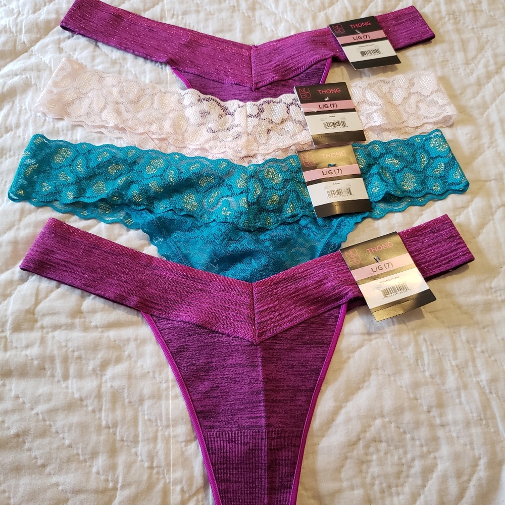 4 pair sz L sz 7. Nobo Thong panties